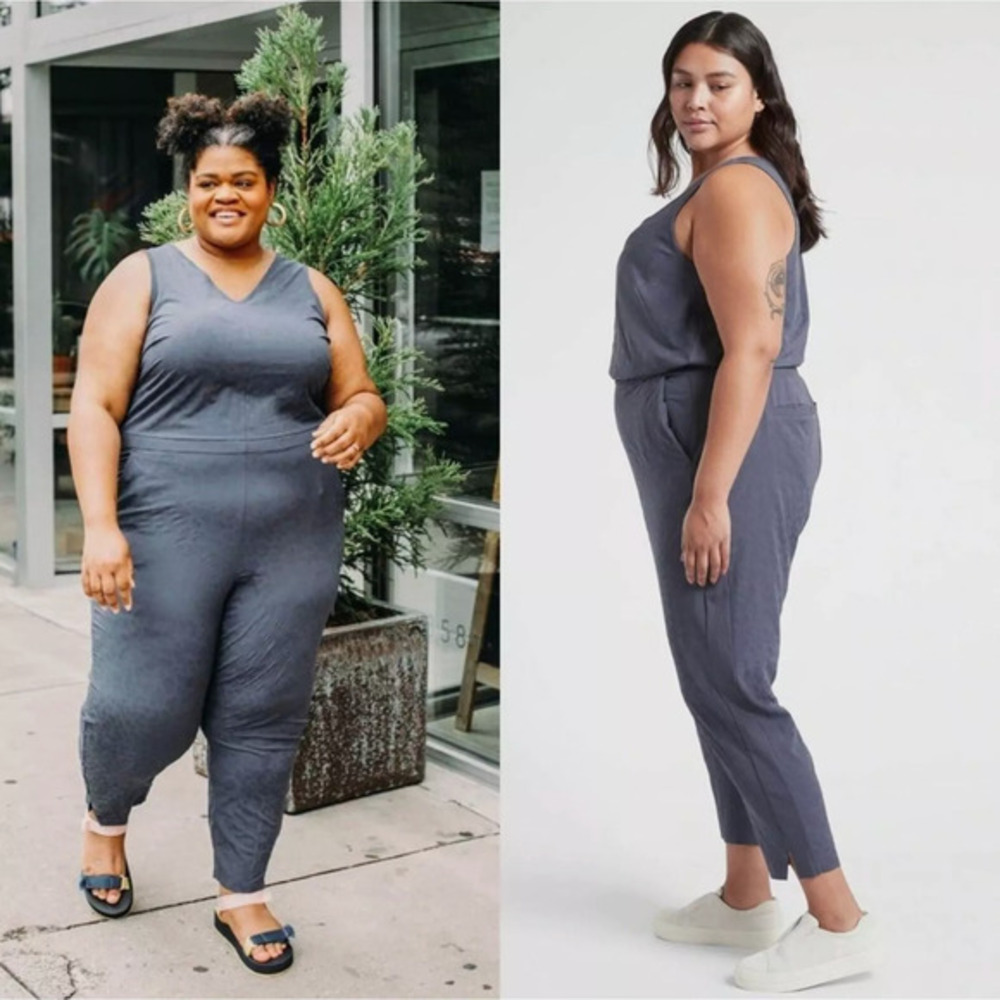 Athleta 26 (PLUS 3X) Brooklyn Textured Jumpsuit City Romper Travel Work NWT $129